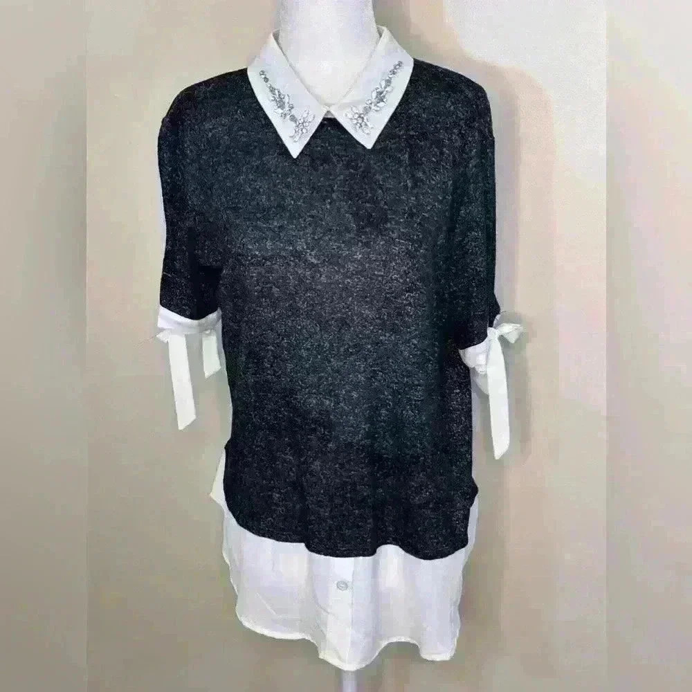 Embellished collar sweater